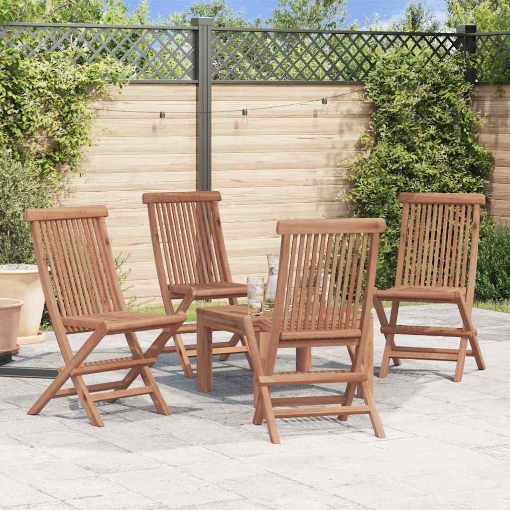 Folding Garden Chairs 4 pcs Solid Teak Wood - Simple deals