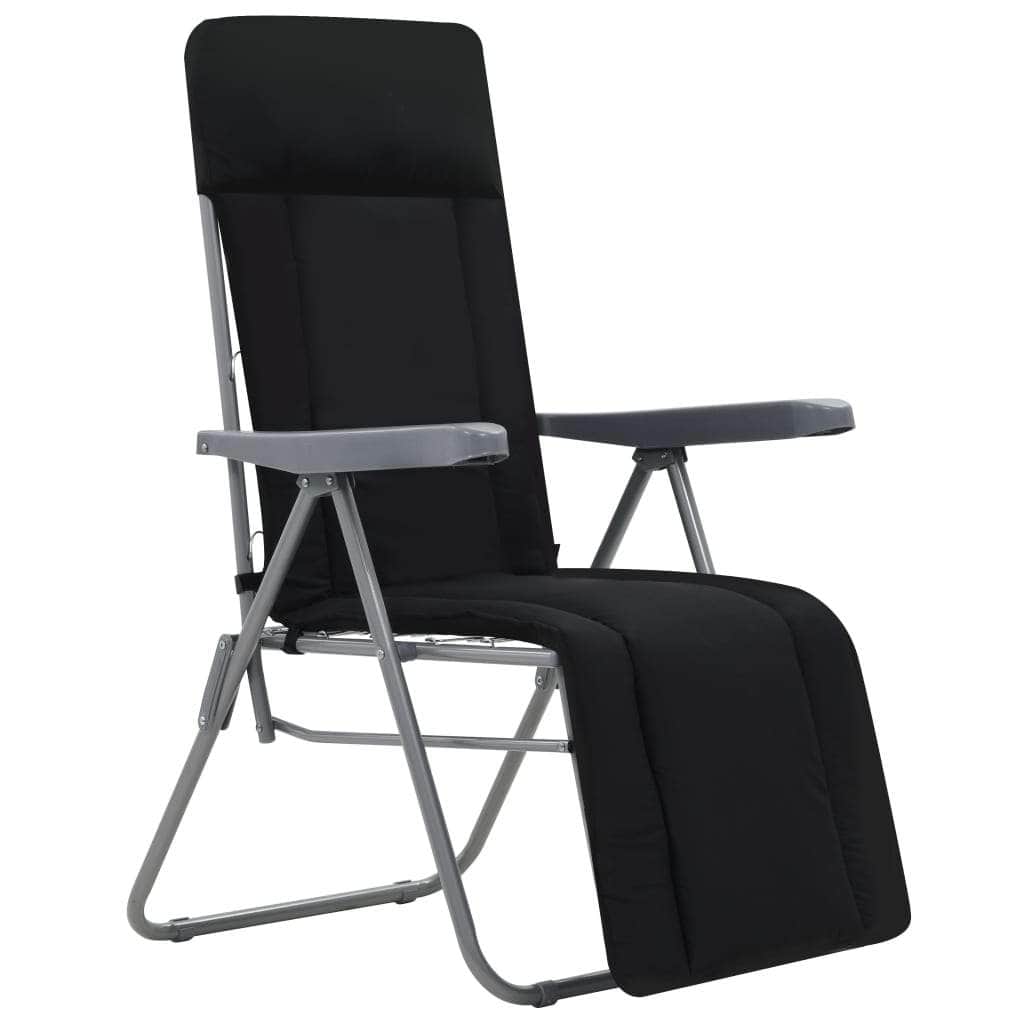 Folding Garden Chairs with Cushions 2 pcs Black
