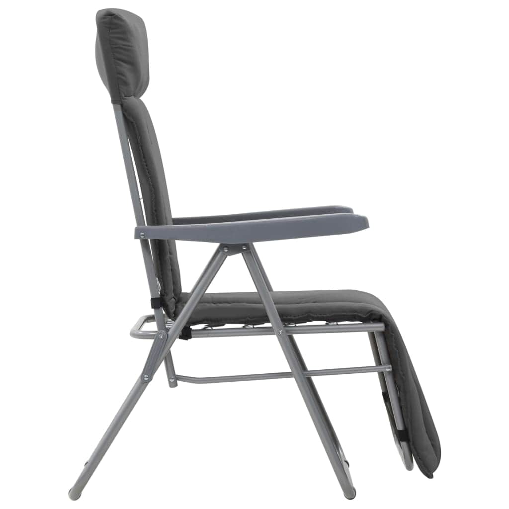 Grey colour - Folding Garden Chairs with Cushions 2 pcs Grey