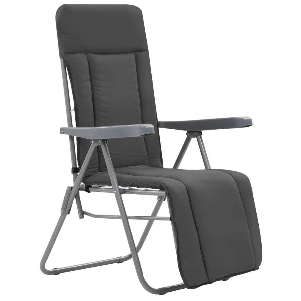 2 Pcs - Folding Garden Chairs with Cushions 2 pcs Grey