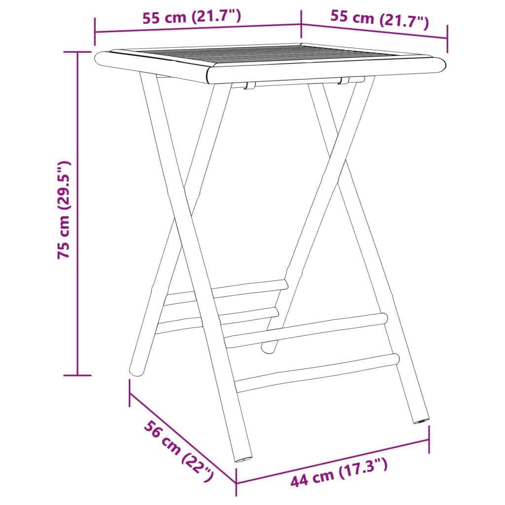 Folding Garden Table cm Bamboo