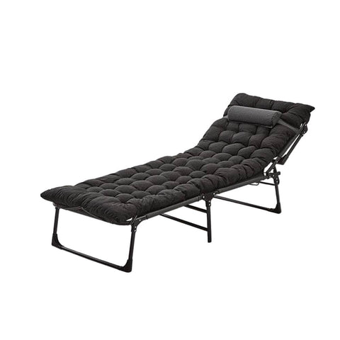 Folding Lounger Zero Gravity Recliner Garden Sun Chair - Black