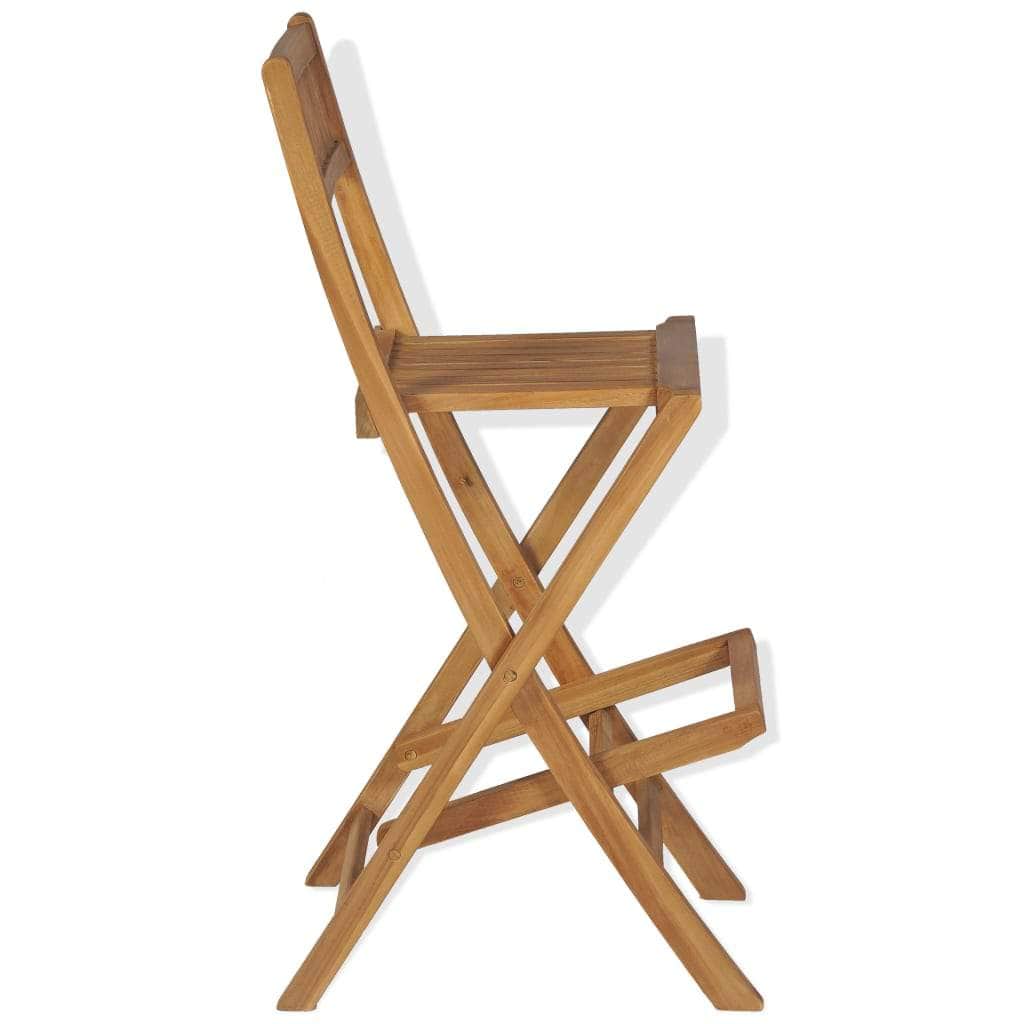 Folding Outdoor Bar Stools 2 pcs Solid Teak Wood - Simple deals