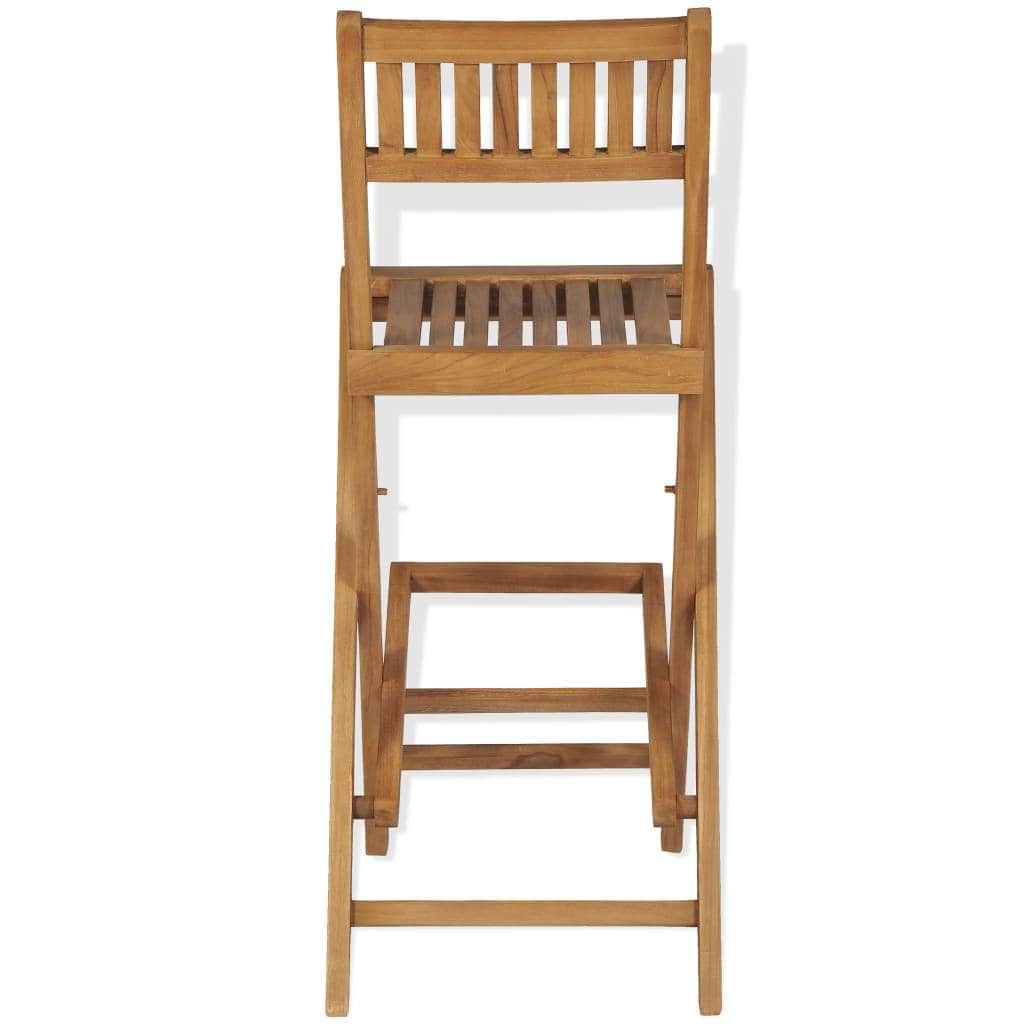 Folding Outdoor Bar Stools 2 pcs Solid Teak Wood - Simple deals