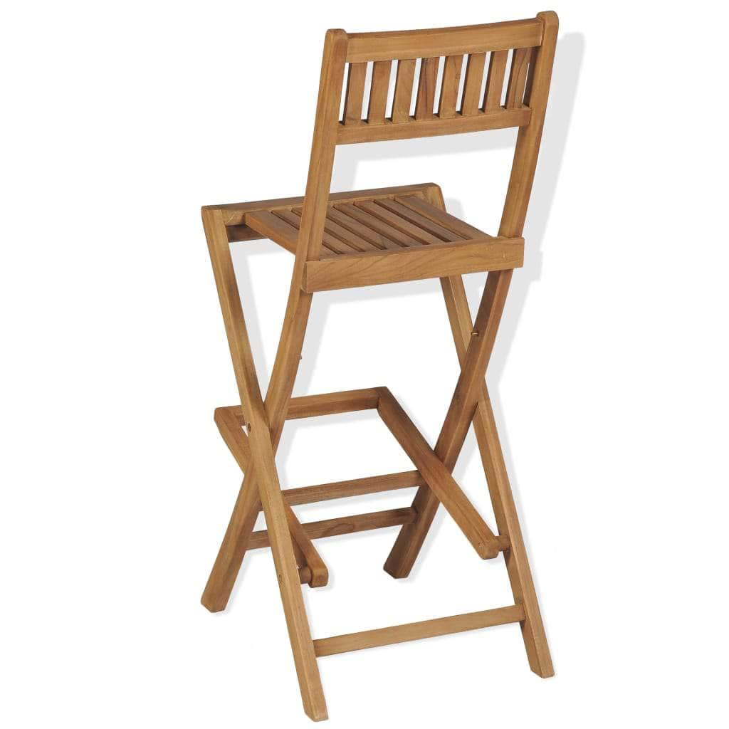 Folding Outdoor Bar Stools 2 pcs Solid Teak Wood - Simple deals