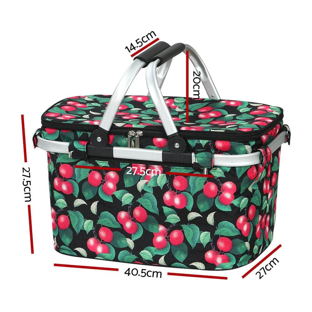 Folding Picnic Bag Basket Cooler Hamper Camping Hiking Insulated Lunch