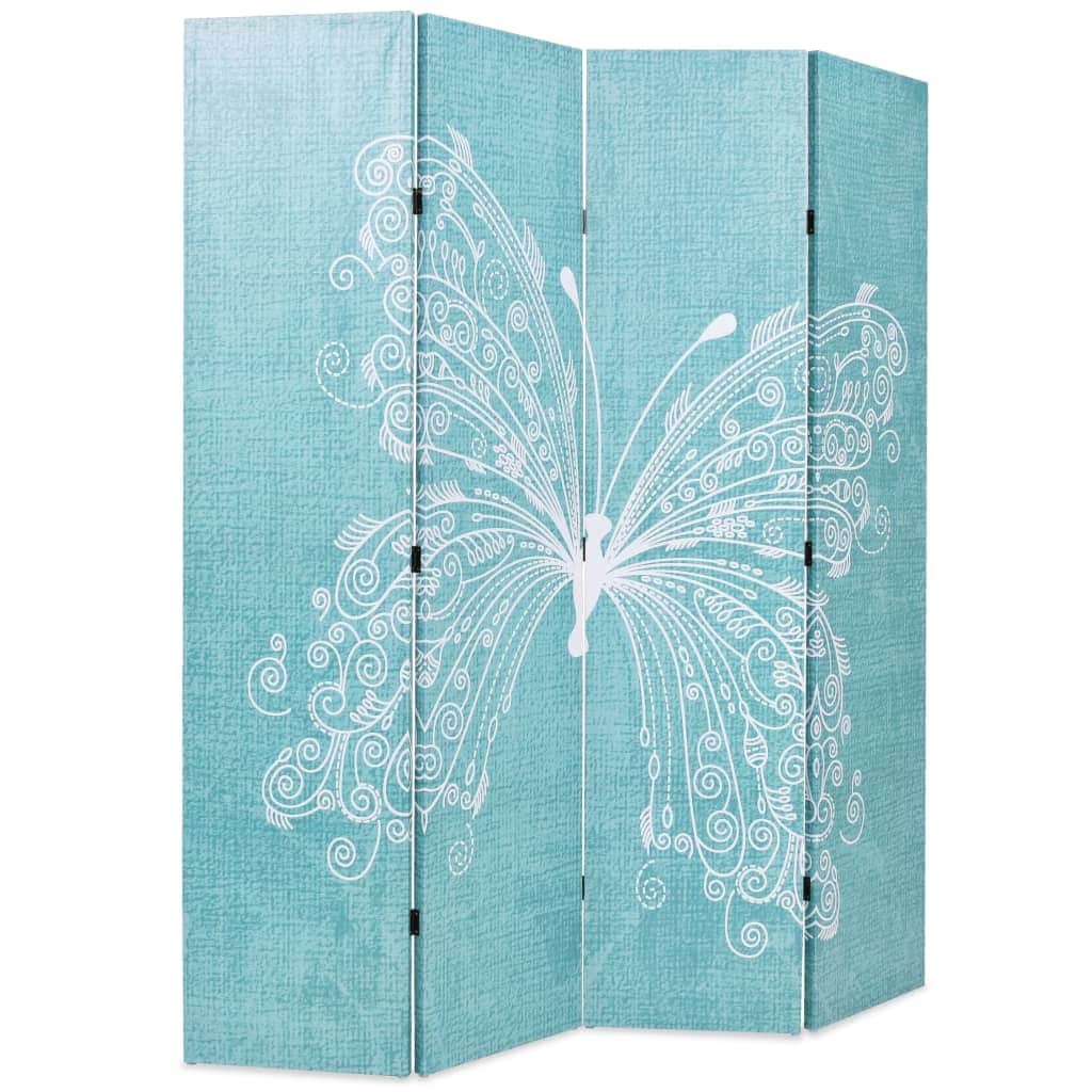 Folding Room Divider  Butterfly Blue