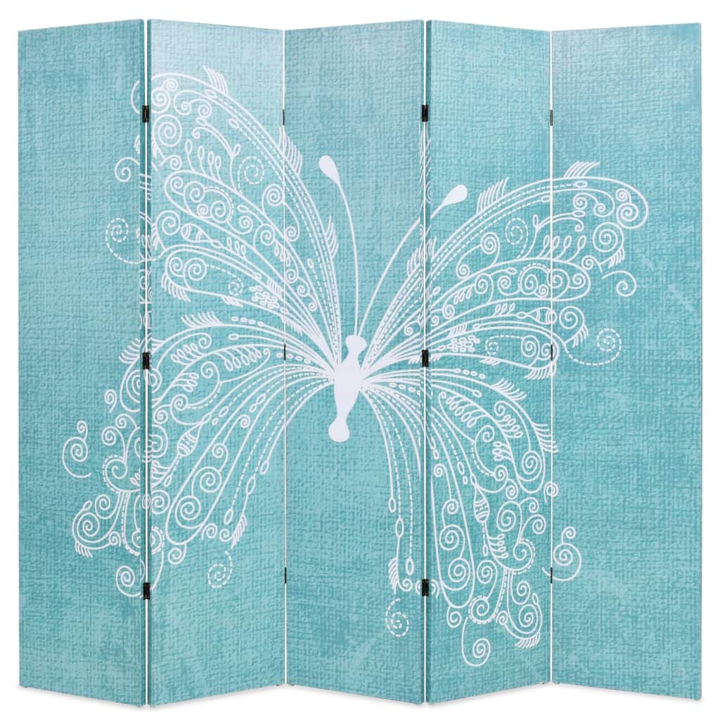 Folding Room Divider Durable Butterfly Blue