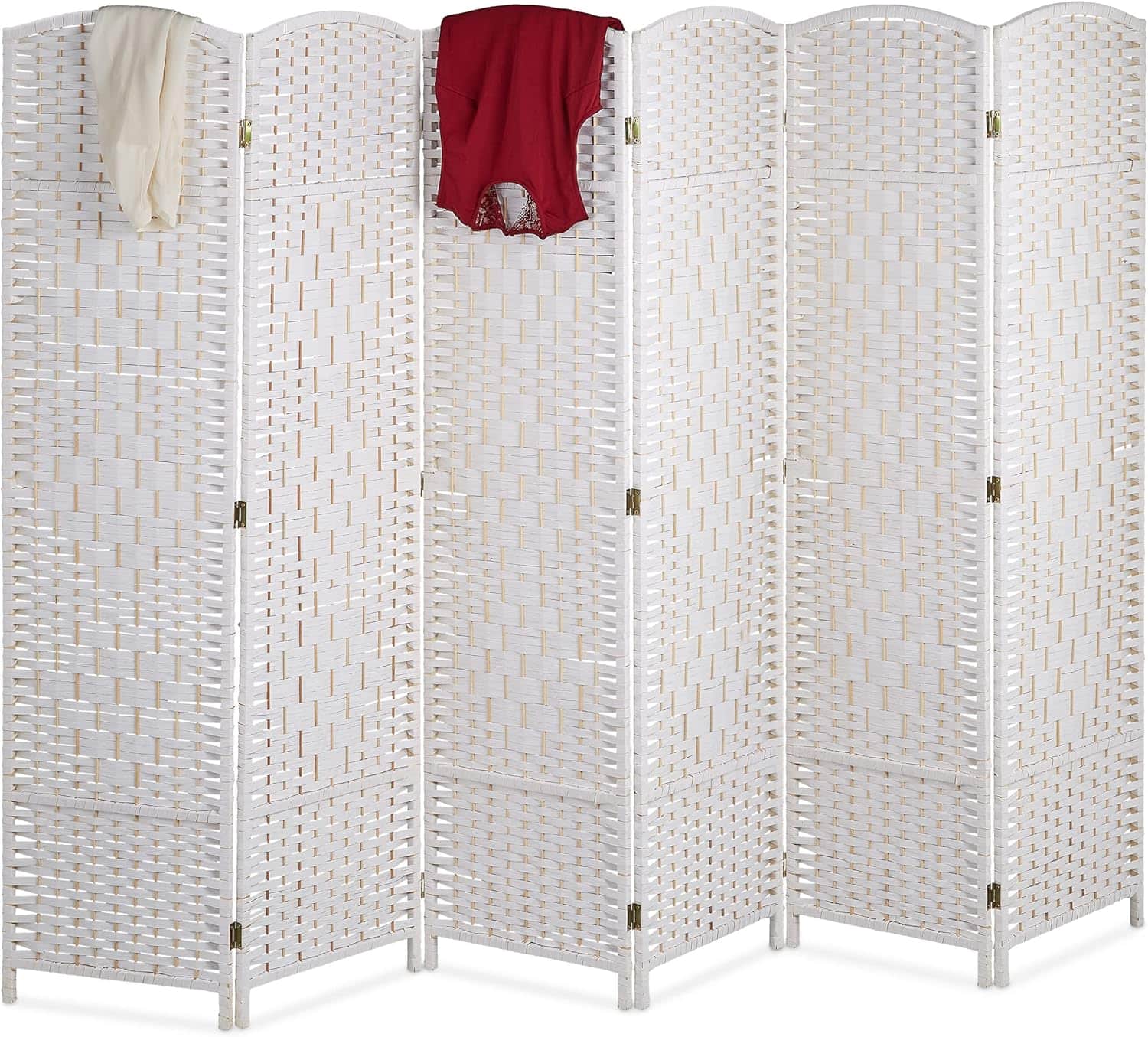 Folding Room Divider Screen 6 Panels For Home Or Office Wooden Frame