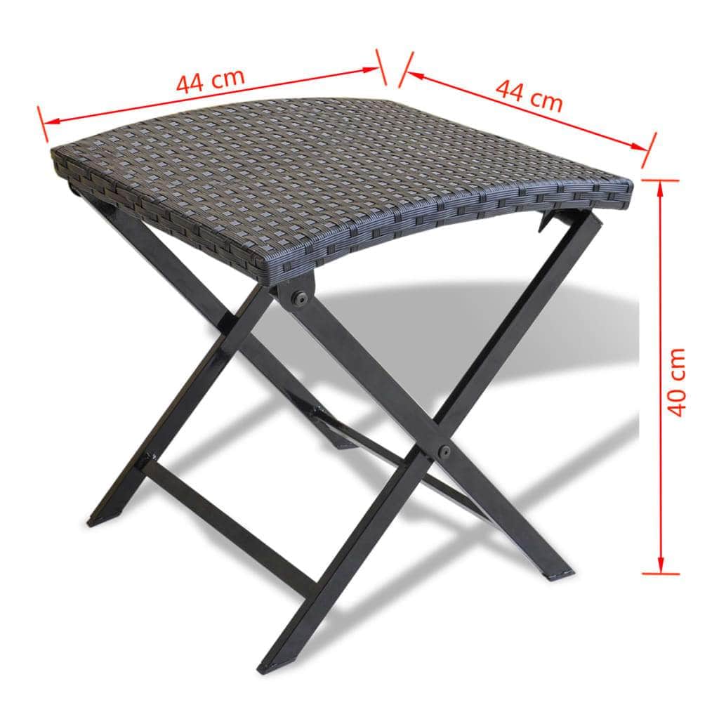 Folding Stool Poly Rattan Black - Simple deals