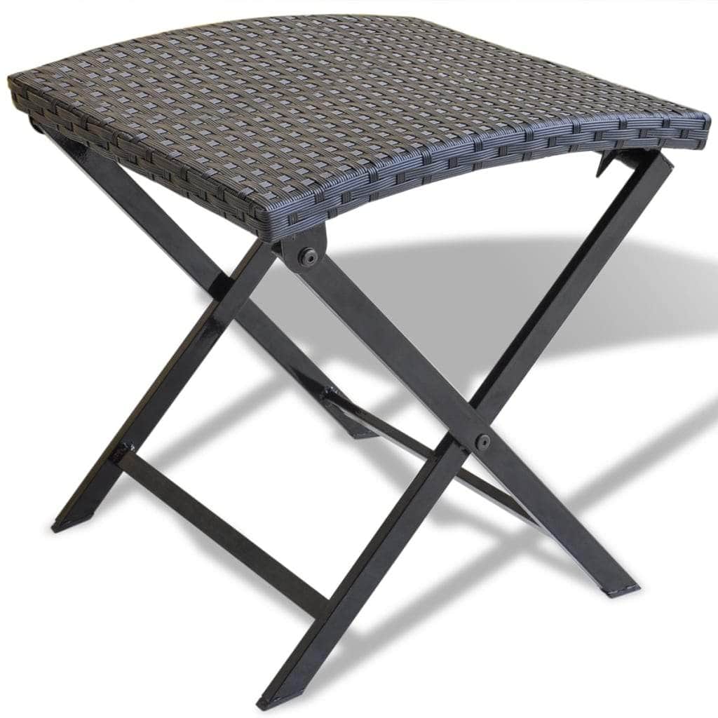 Folding Stool Poly Rattan Black - Simple deals