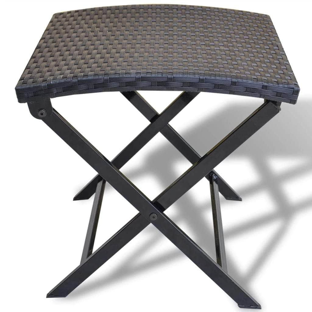 Folding Stool Poly Rattan Black - Simple deals