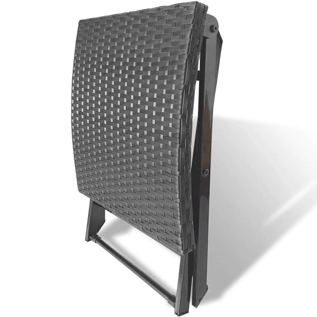 Folding Stool Poly Rattan Black - Simple deals