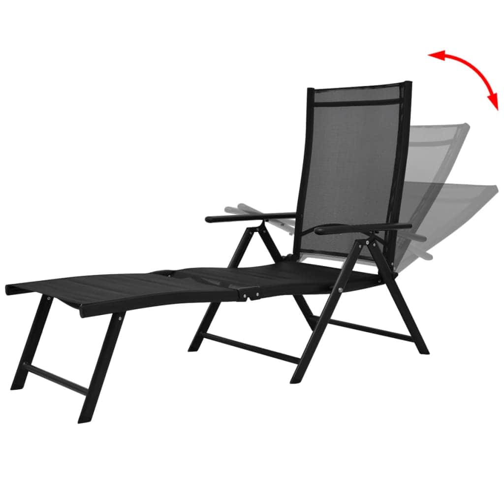 Folding Sun Lounger Aluminium Black - Simple deals