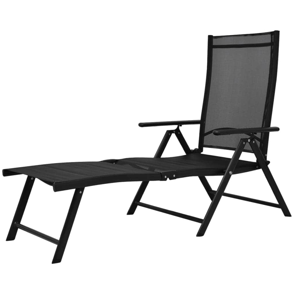 Folding Sun Lounger Aluminium Black - Simple deals
