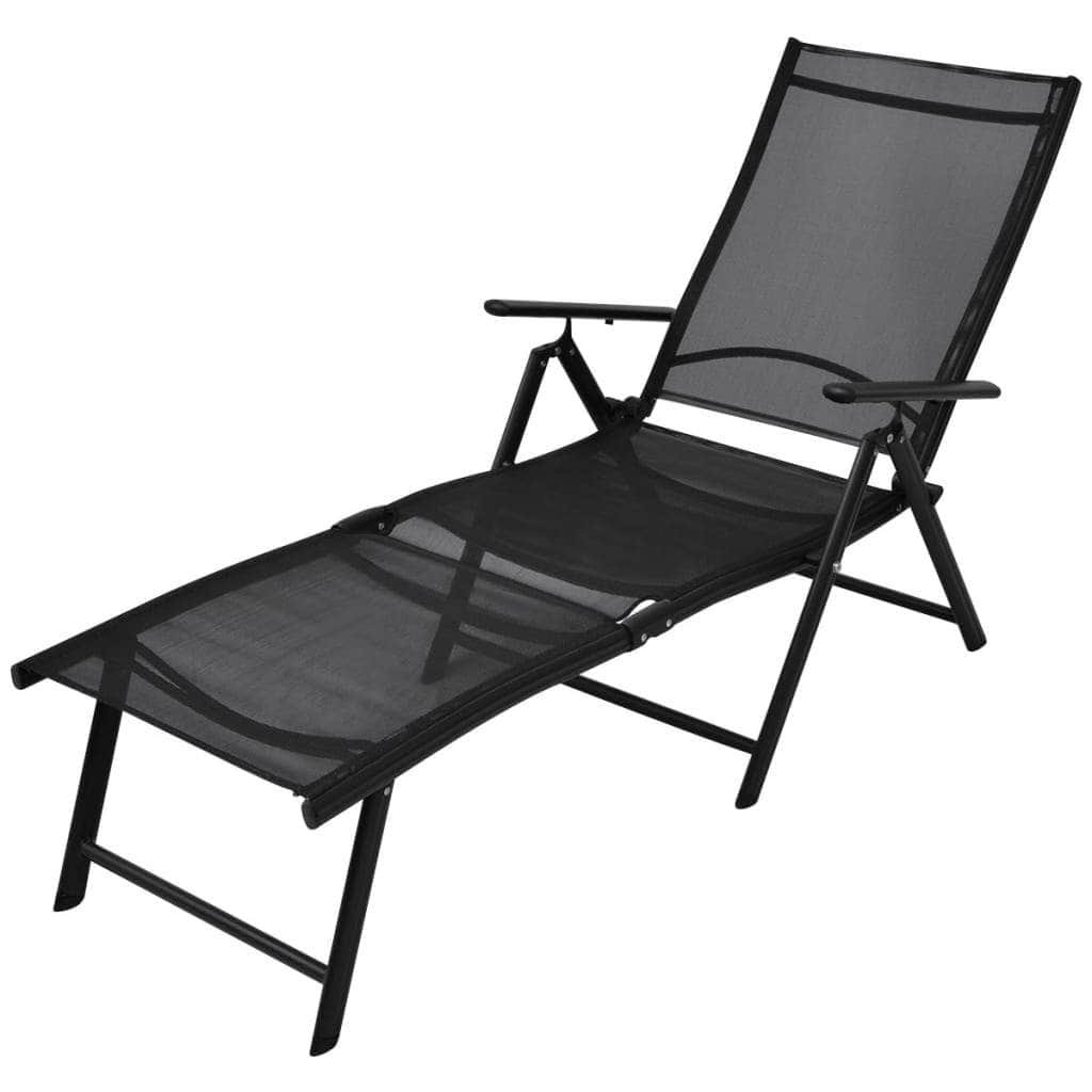 Folding Sun Lounger Aluminium Black - Simple deals