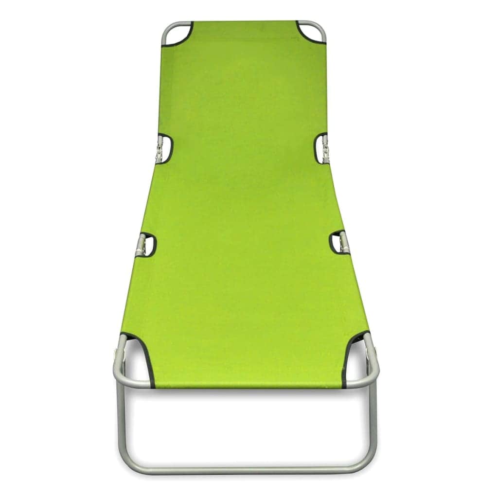 Folding Sun Lounger Powder - coated Steel Apple Green - Simple deals