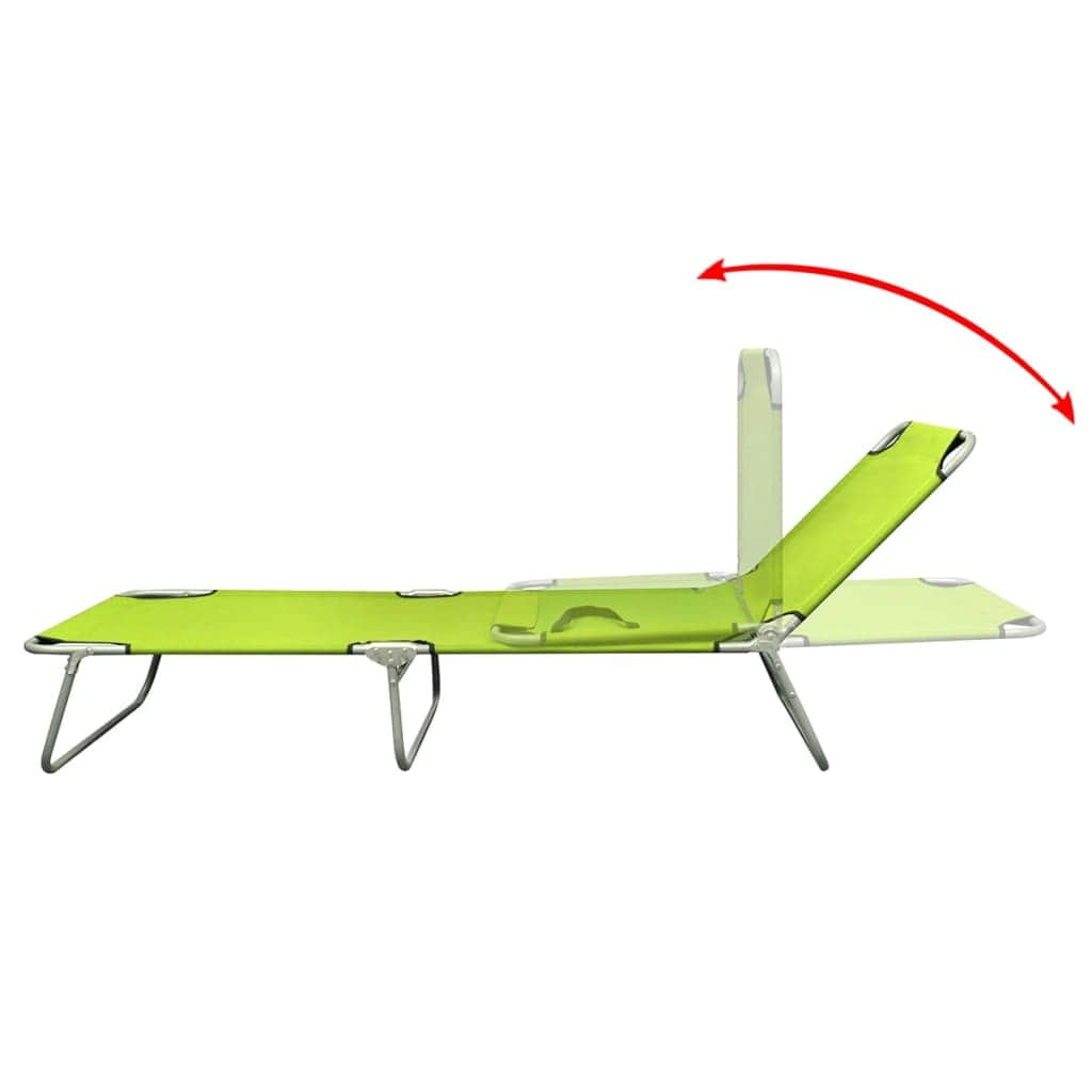 Folding Sun Lounger Powder - coated Steel Apple Green - Simple deals