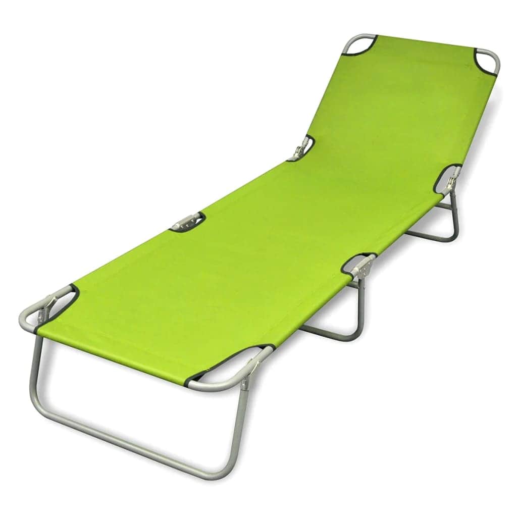 Folding Sun Lounger Powder - coated Steel Apple Green - Simple deals