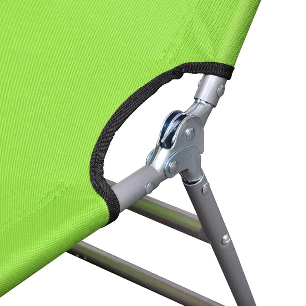 Folding Sun Lounger Powder - coated Steel Apple Green - Simple deals