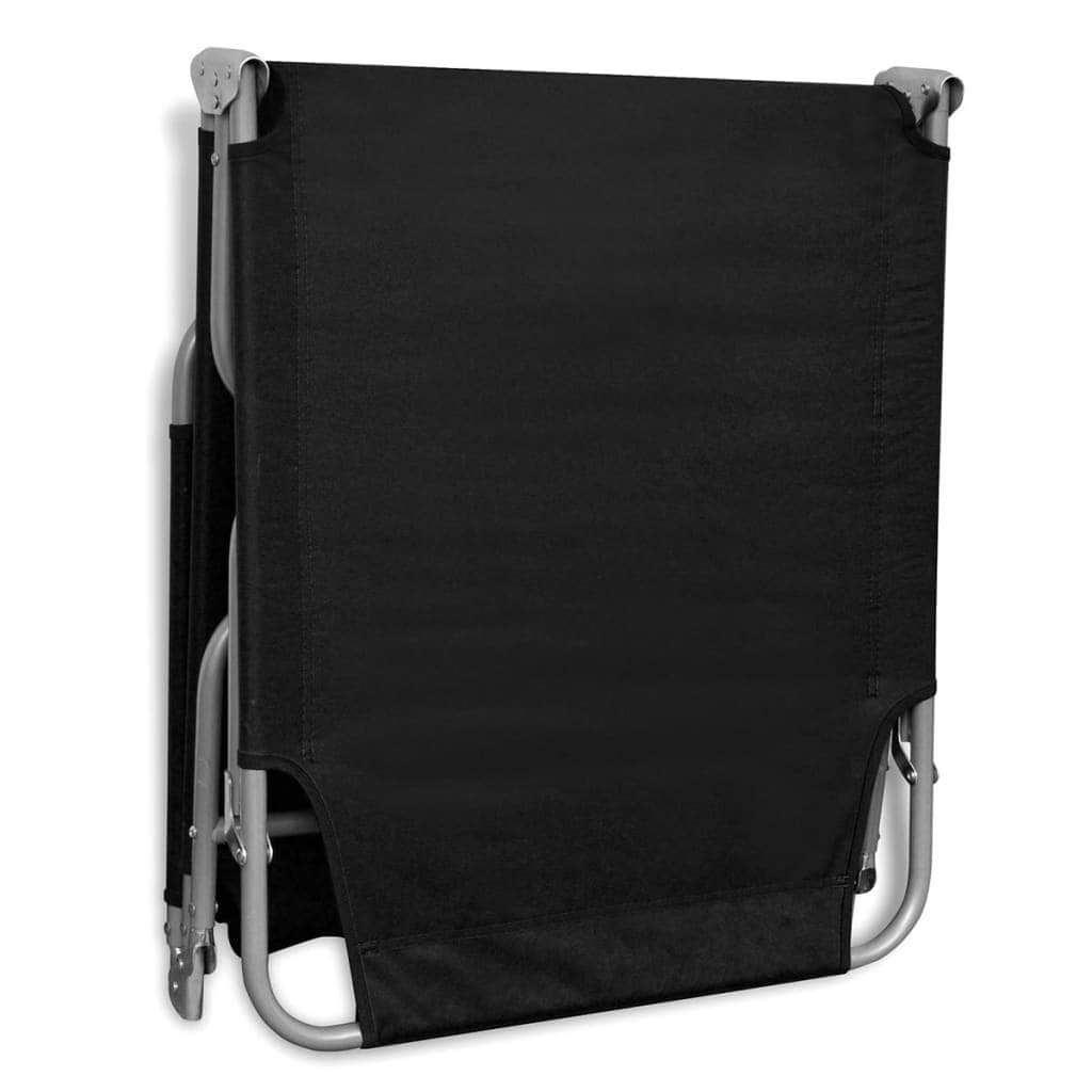 Folding Sun Lounger Powder - coated Steel Black - Simple deals
