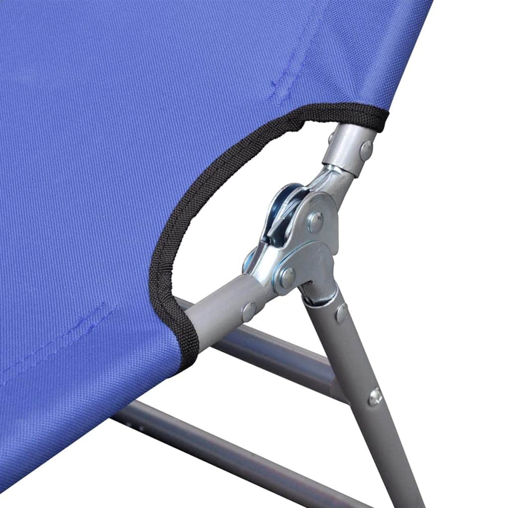 Folding Sun Lounger Powder - coated Steel Blue - Simple deals