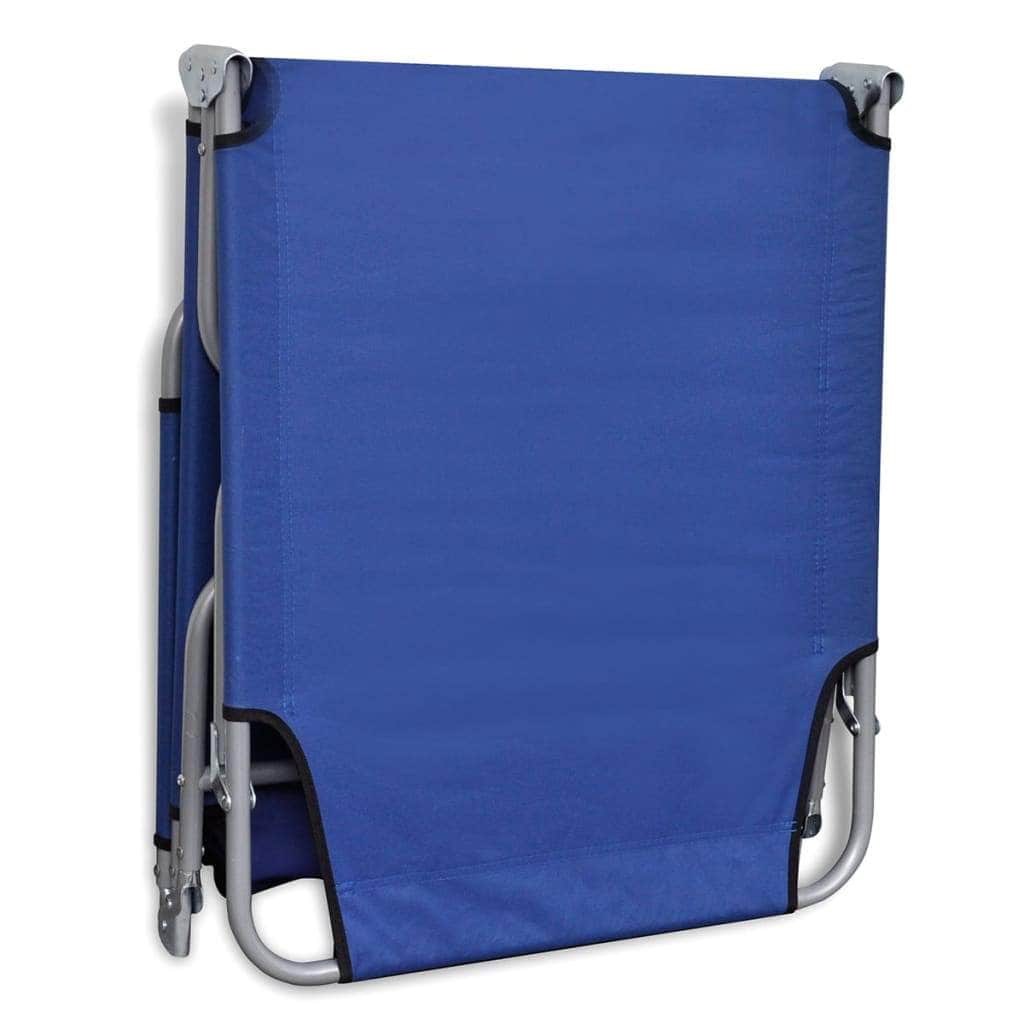 Folding Sun Lounger Powder - coated Steel Blue - Simple deals