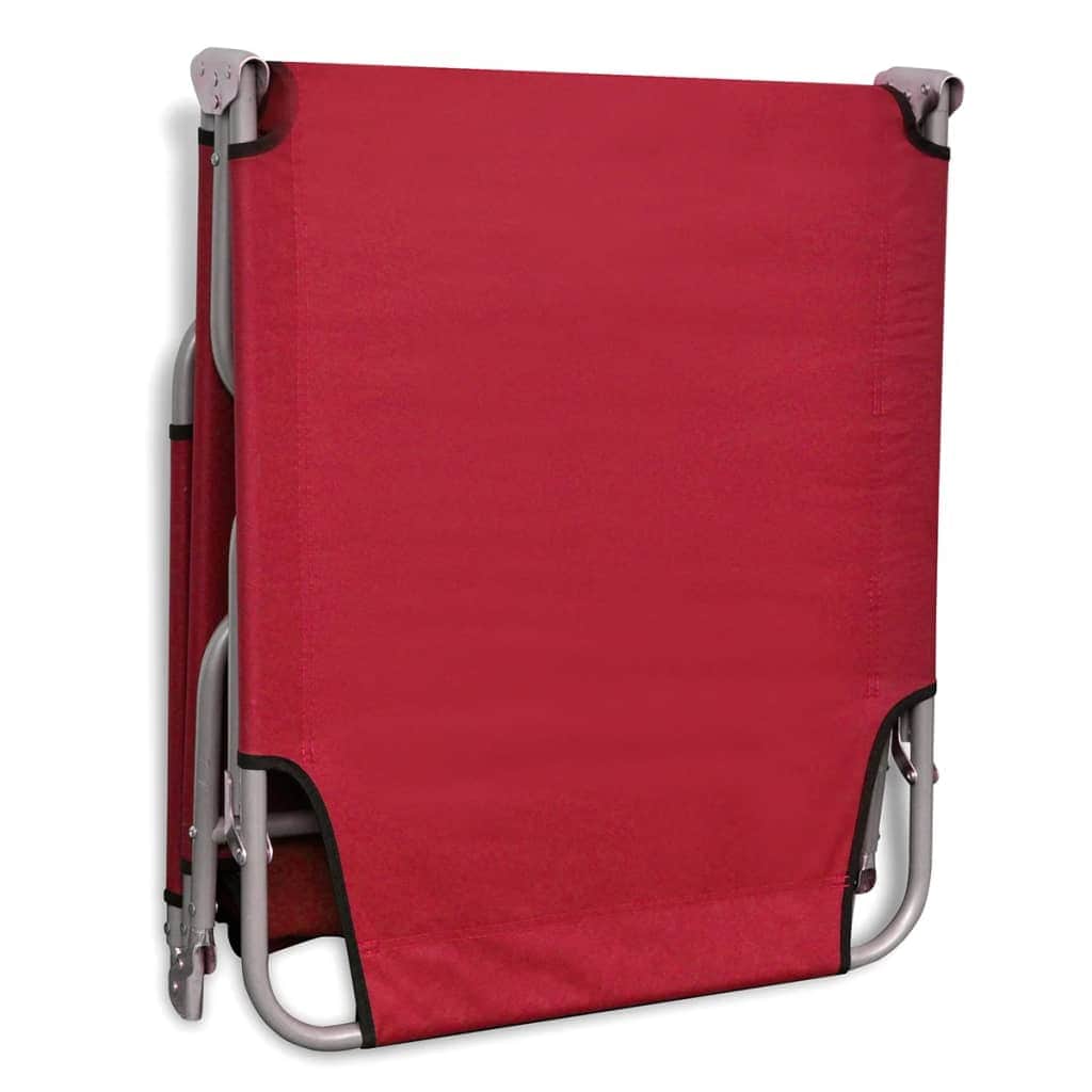 Folding Sun Lounger Powder - coated Steel Red - Simple deals