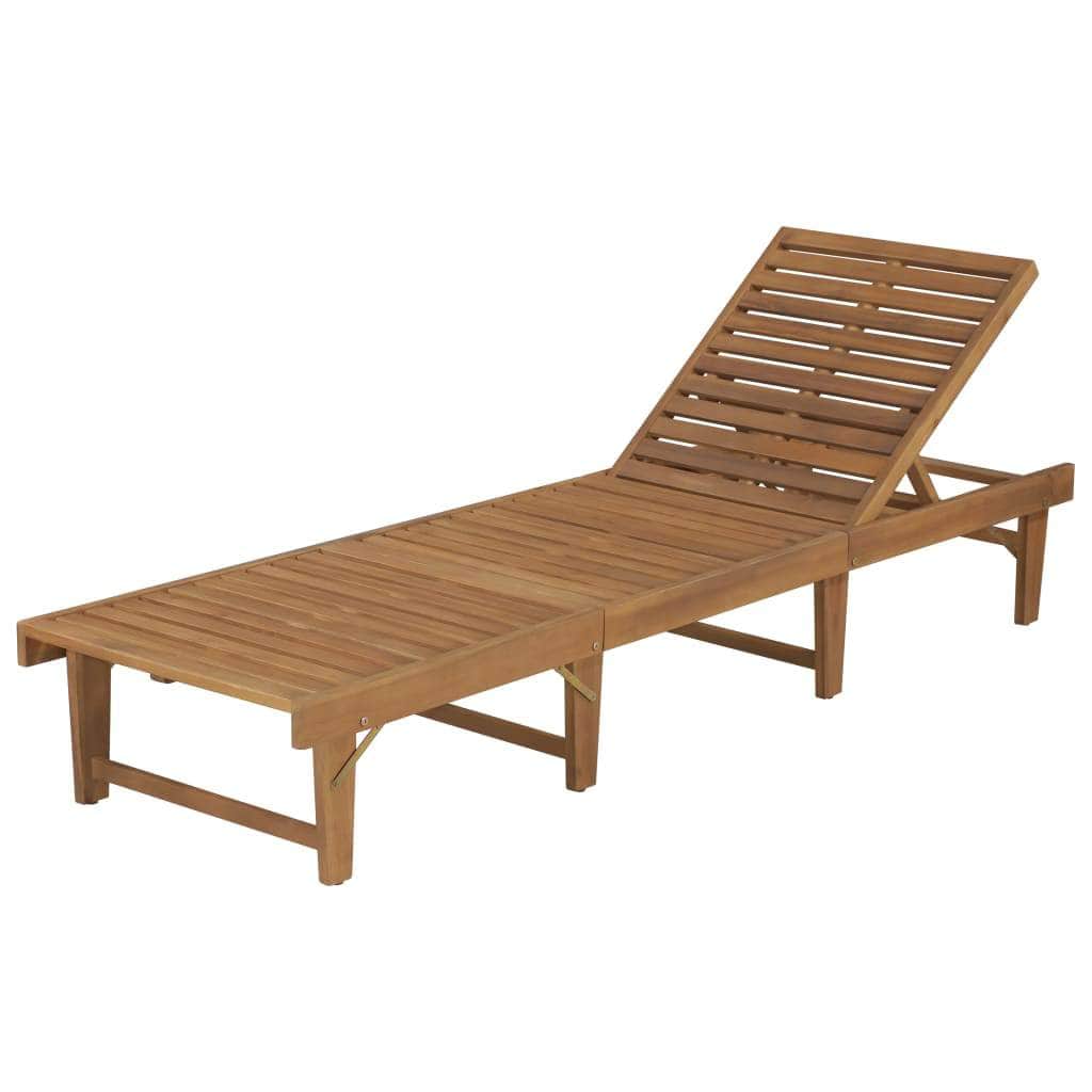 Folding Sun Lounger Solid Acacia Wood - Simple deals