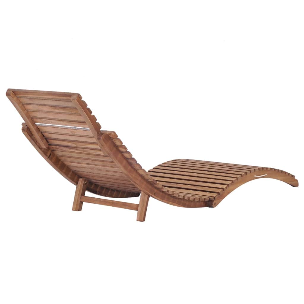 Folding Sun Lounger Solid Teak Wood - Simple deals