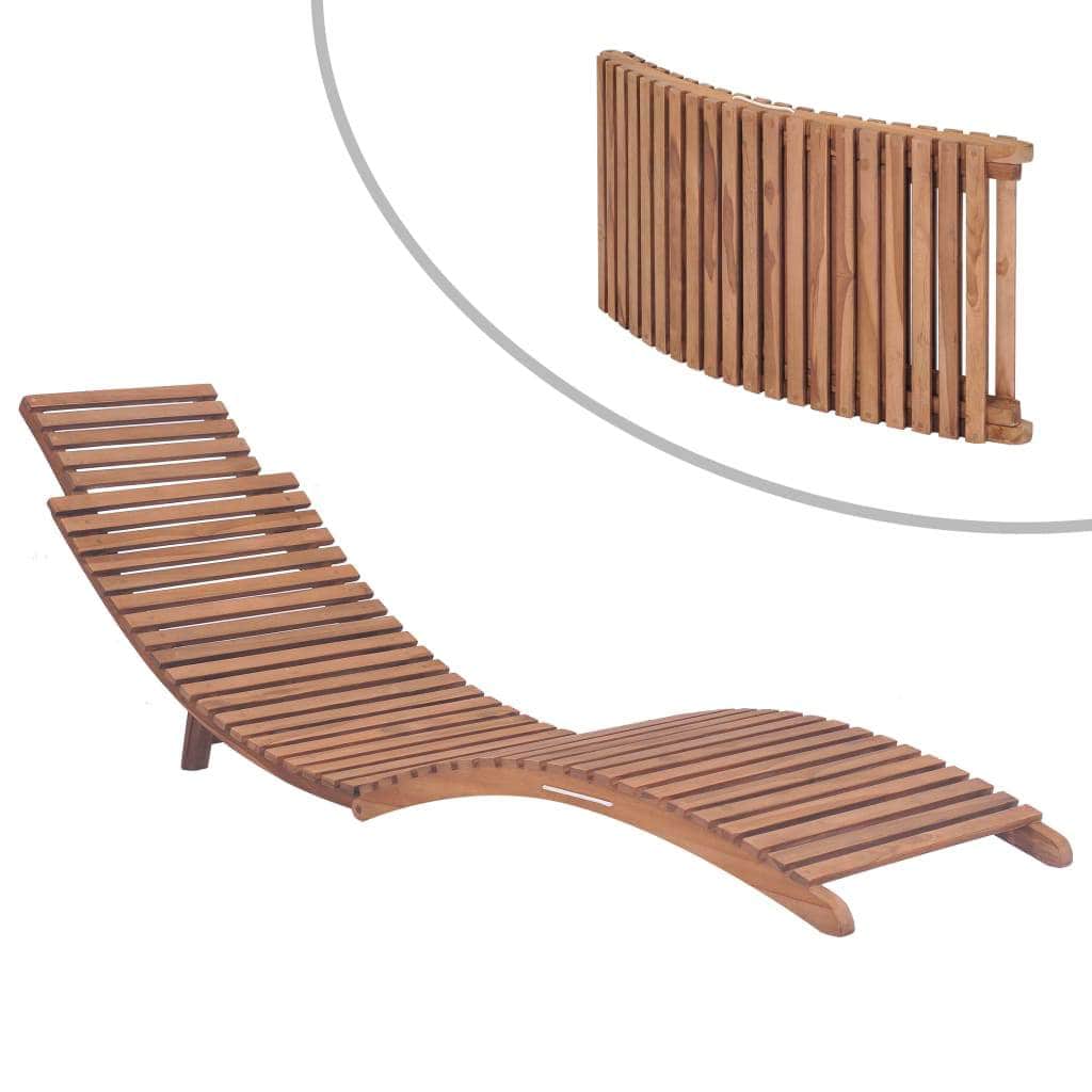 Folding Sun Lounger Solid Teak Wood - Simple deals