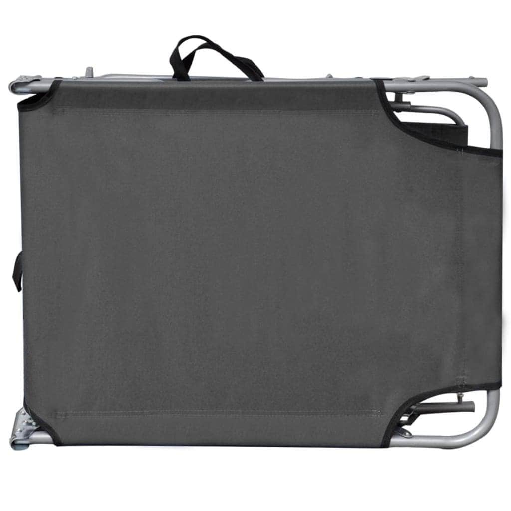Folding Sun Lounger with Canopy Steel Grey - Simple deals
