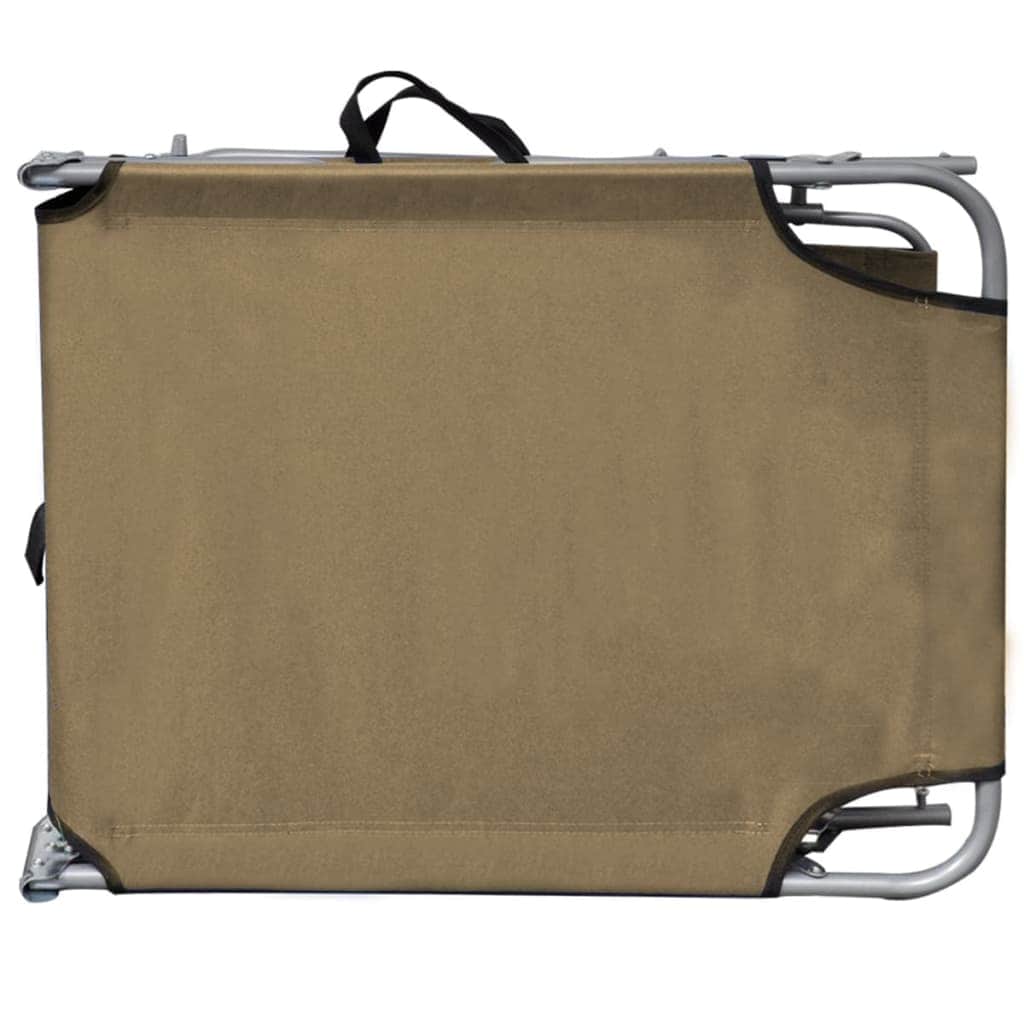 Folding Sun Lounger with Canopy Steel Taupe - Simple deals