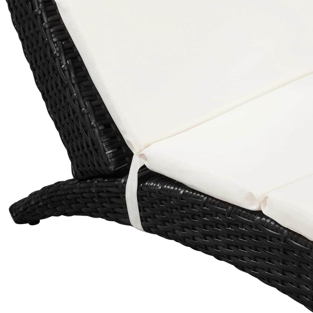 Folding Sun Lounger with Cushion Poly Rattan Black - Simple deals