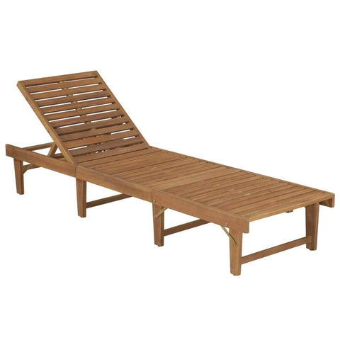 Folding-Sun Lounger with Cushion Solid Acacia Wood