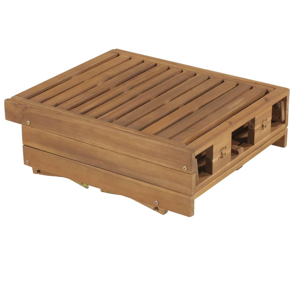 Folding-Sun Lounger with Cushion Solid Acacia Wood