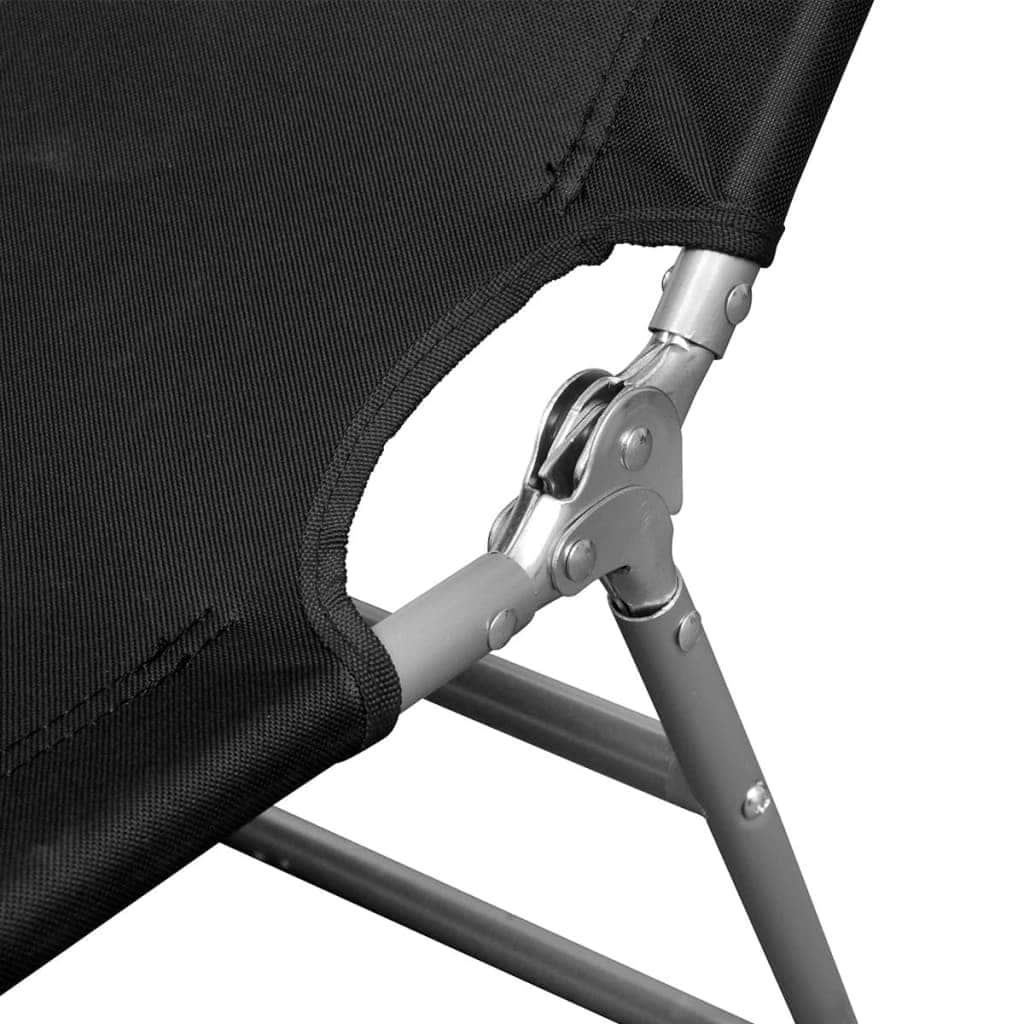 Folding Sun Lounger with Head Cushion Powder - coated Steel Black - Simple deals