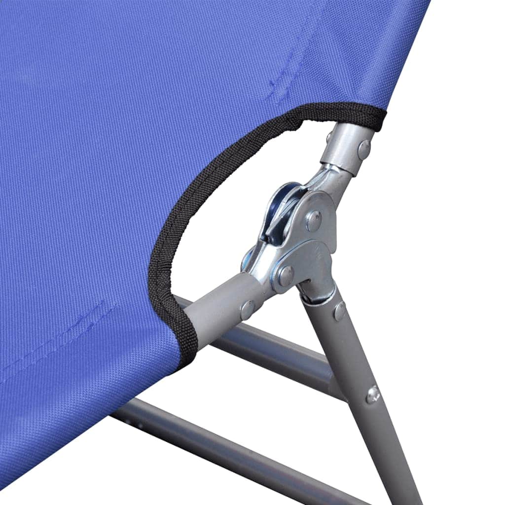 Folding Sun Lounger with Head Cushion Powder - coated Steel Blue - Simple deals