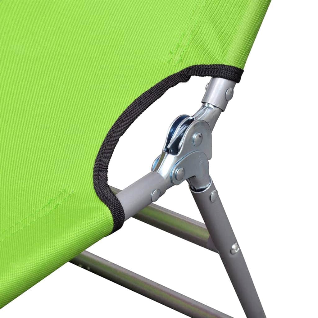 Folding Sun Lounger with Head Cushion Powder - coated Steel Green - Simple deals
