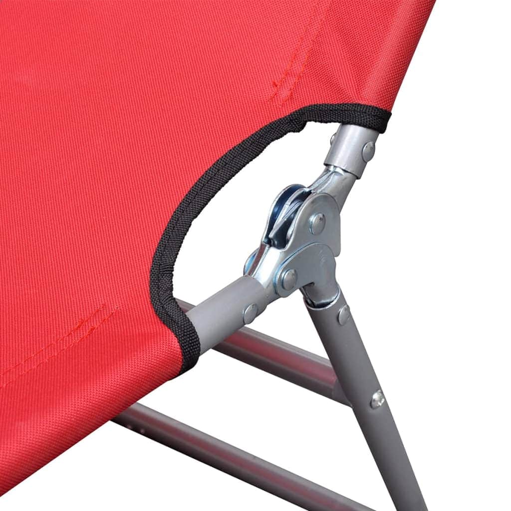 Folding Sun Lounger with Head Cushion Powder - coated Steel Red - Simple deals