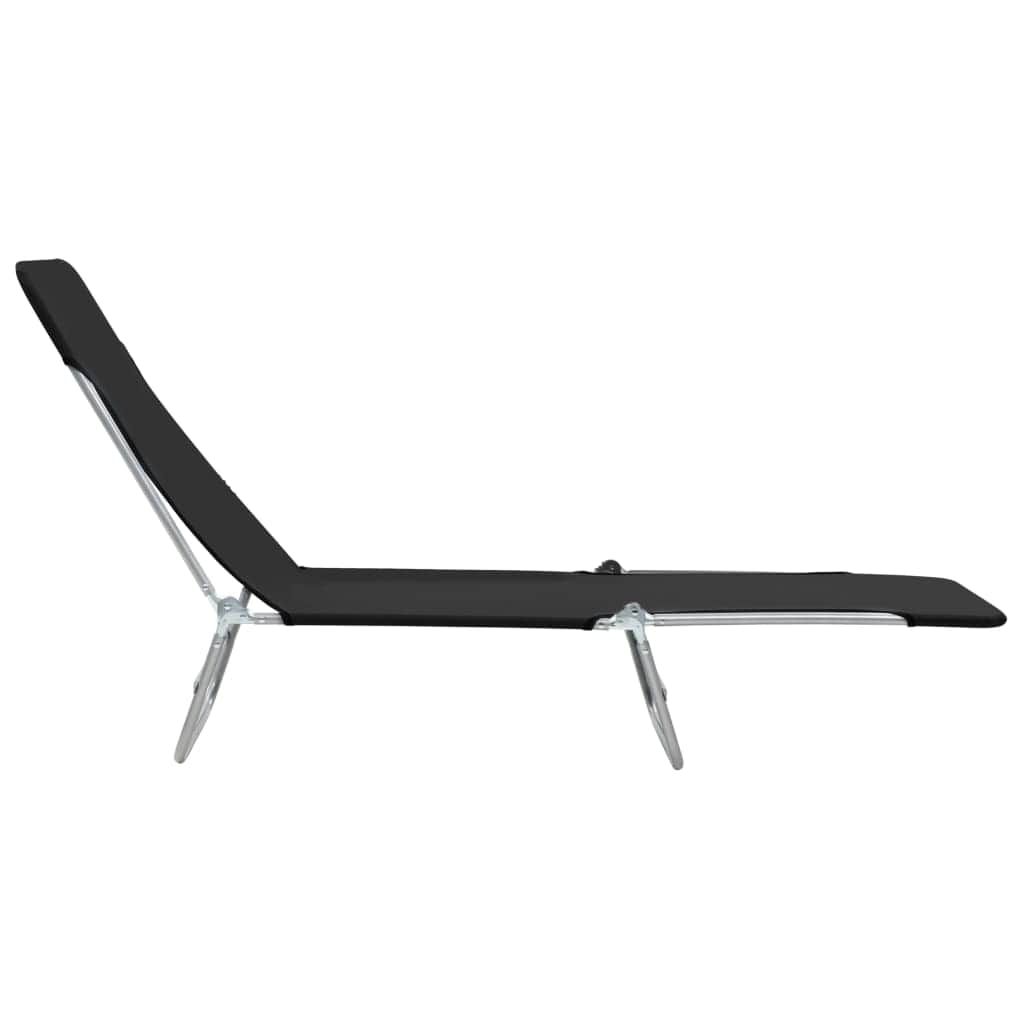 Folding Sun Loungers 2 pcs Steel and Fabric Black - Simple deals
