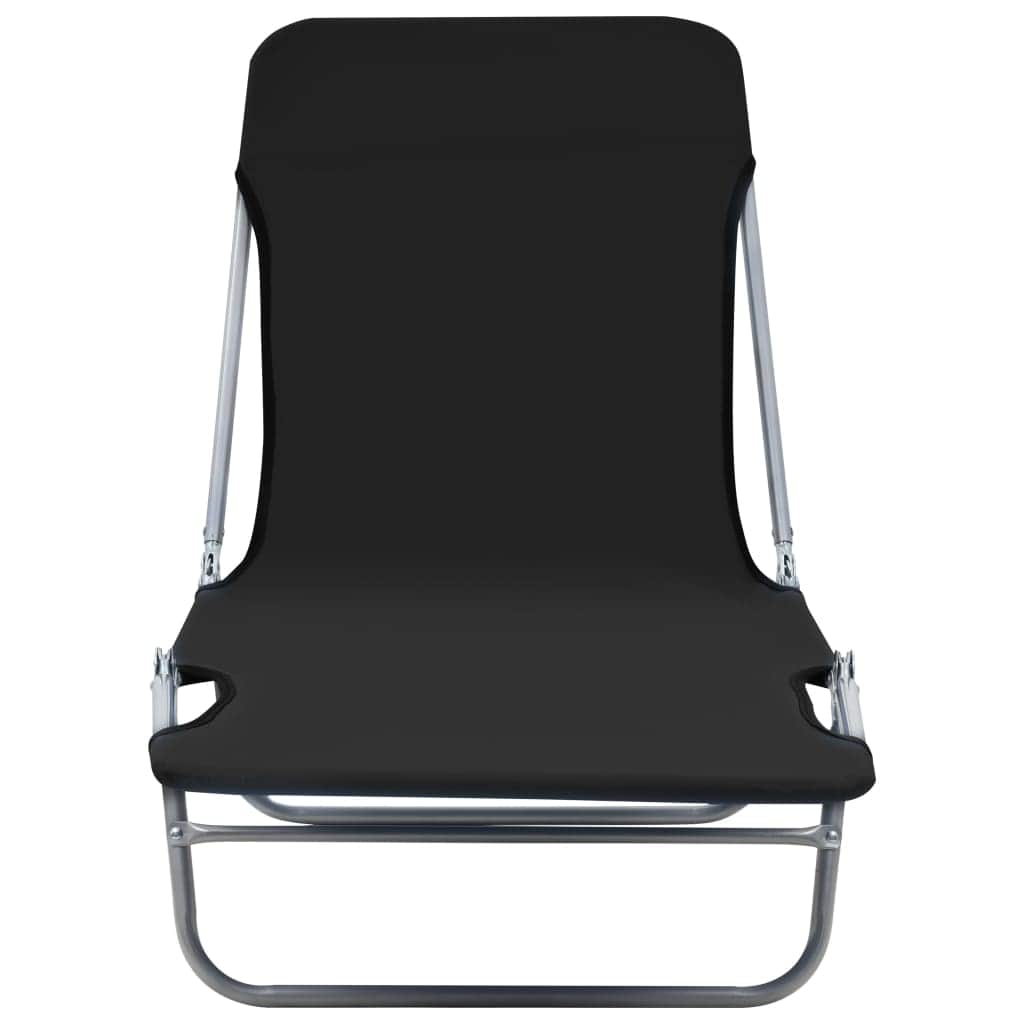 Folding Sun Loungers 2 pcs Steel and Fabric Black - Simple deals