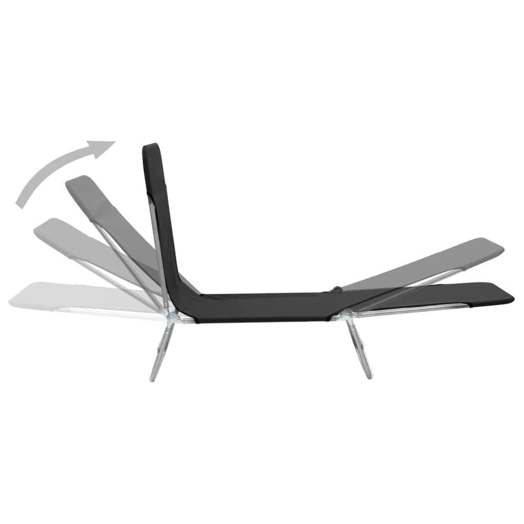 Folding Sun Loungers 2 pcs Steel and Fabric Black - Simple deals