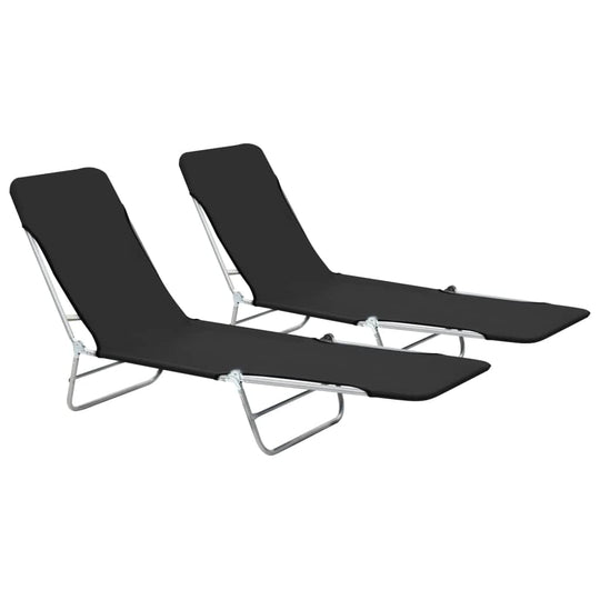 Folding Sun Loungers 2 pcs Steel and Fabric Black - Simple deals