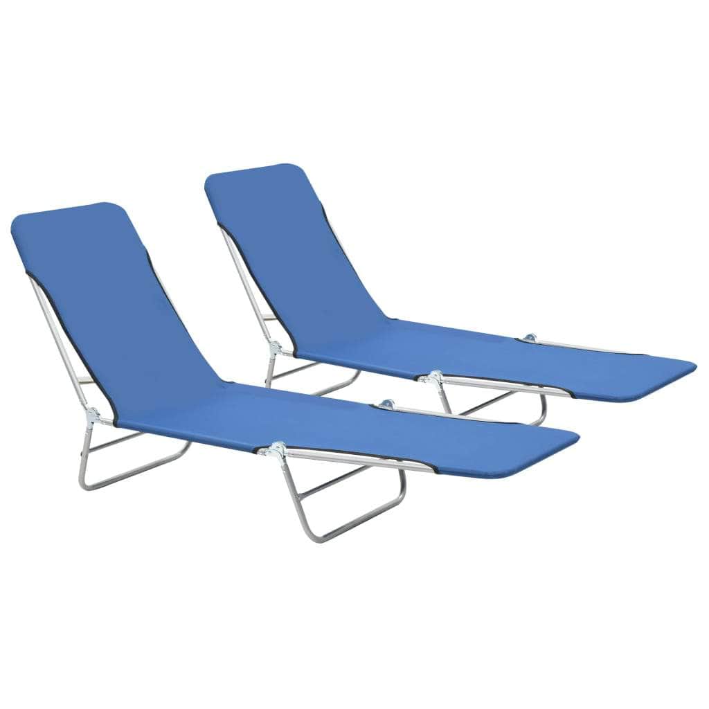 Folding Sun Loungers 2 pcs Steel and Fabric Blue - Simple deals