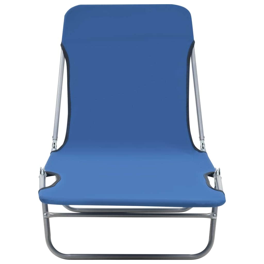 Folding Sun Loungers 2 pcs Steel and Fabric Blue - Simple deals