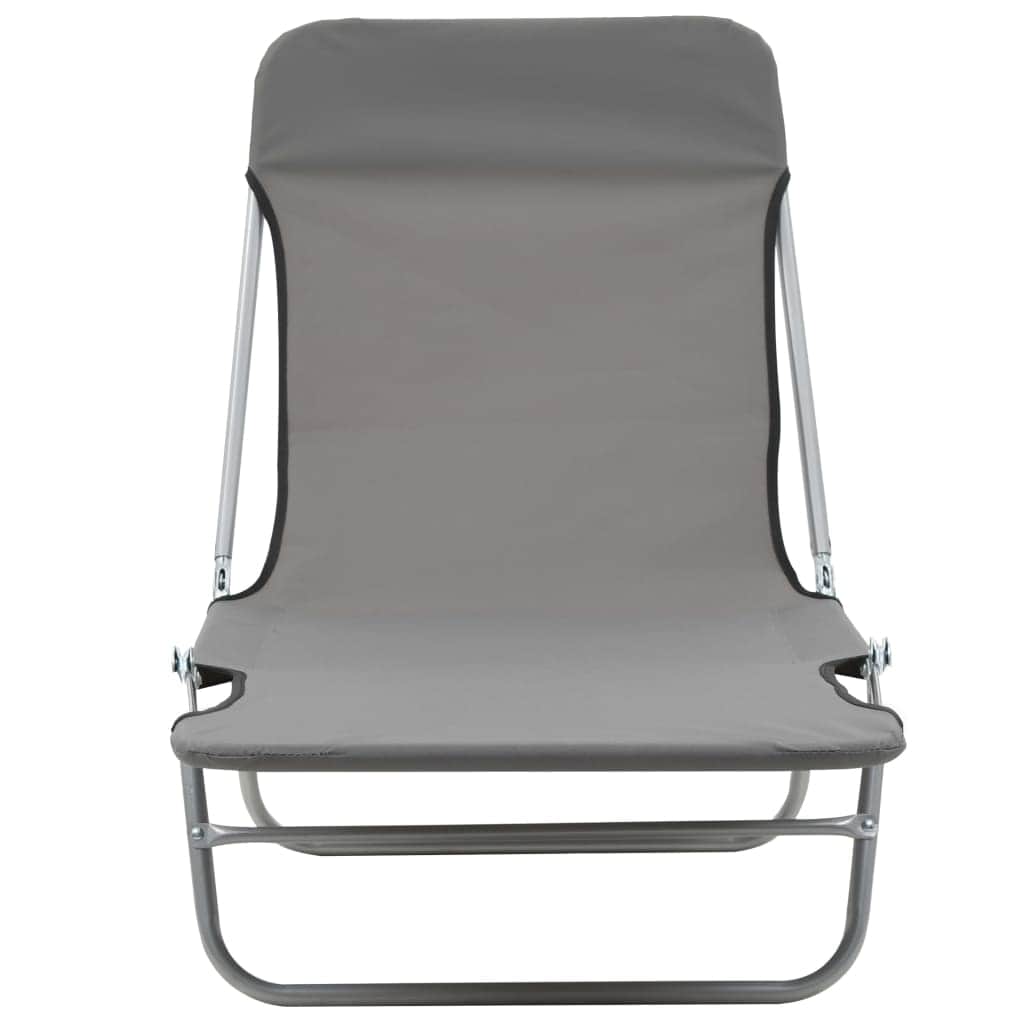 Folding Sun Loungers 2 pcs Steel and Fabric Grey - Simple deals