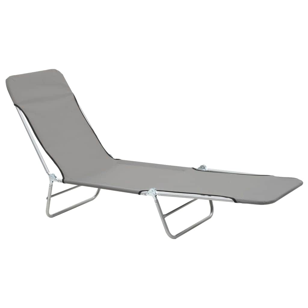 Folding Sun Loungers 2 pcs Steel and Fabric Grey - Simple deals