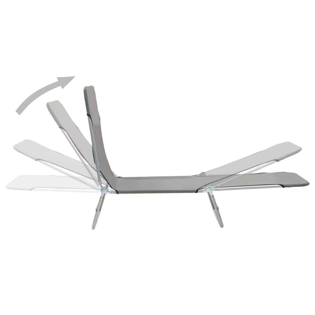 Folding Sun Loungers 2 pcs Steel and Fabric Grey - Simple deals
