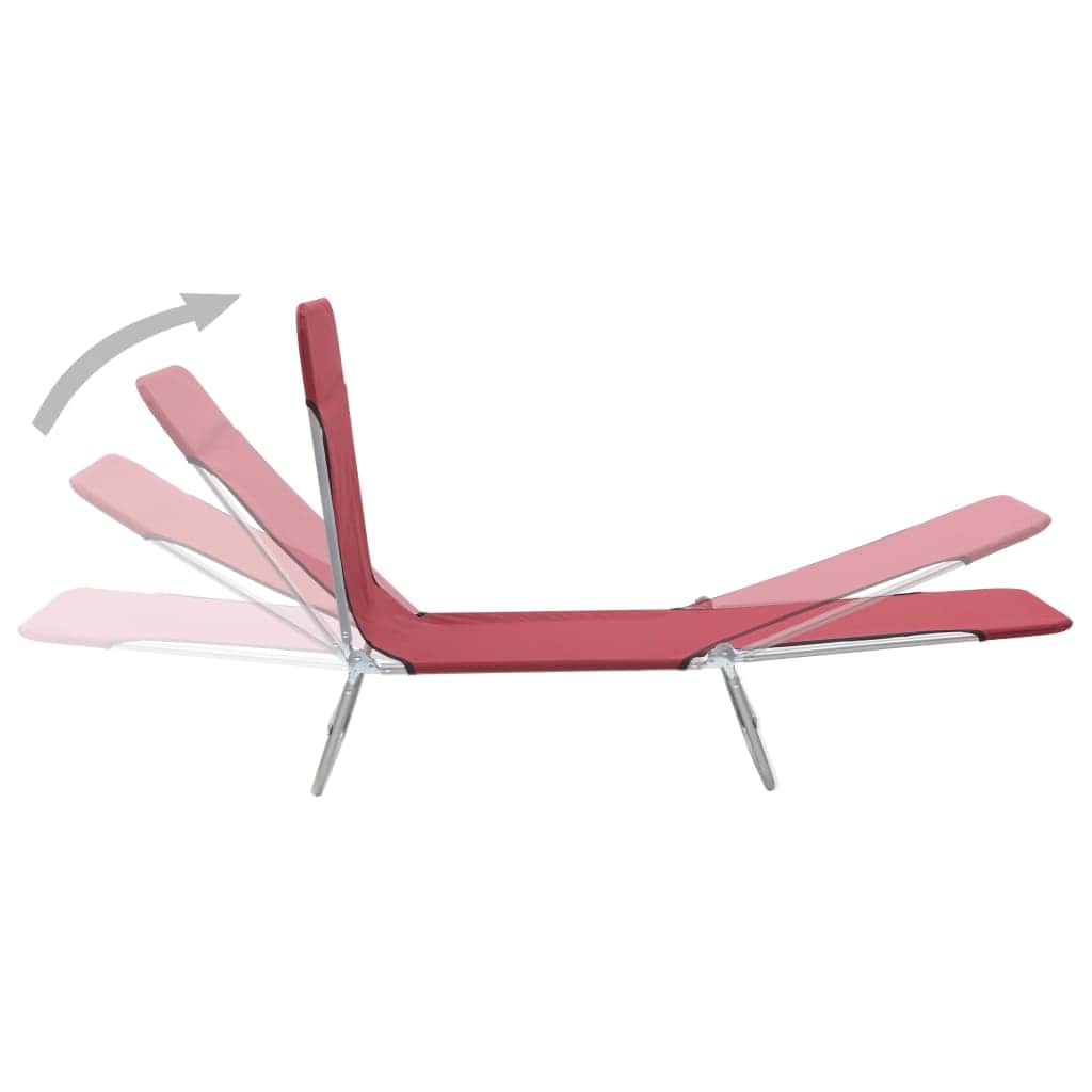 Folding Sun Loungers 2 pcs Steel and Fabric Red - Simple deals